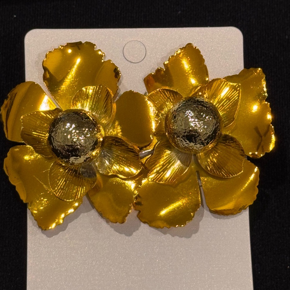 Jennifer & Company Yellow Floral Post Statement Earrings Glam Boutique